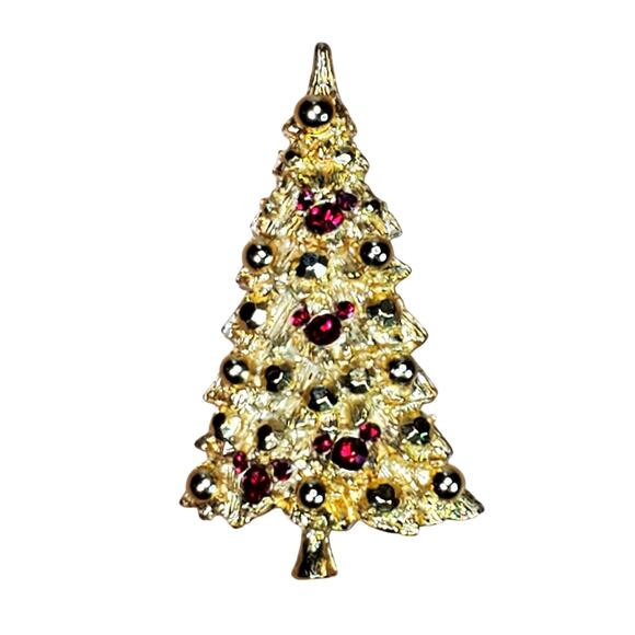 Disney Hidden Mickey Christmas Tree Brooch Pin 2.5" Signed - Picture 2 of 5